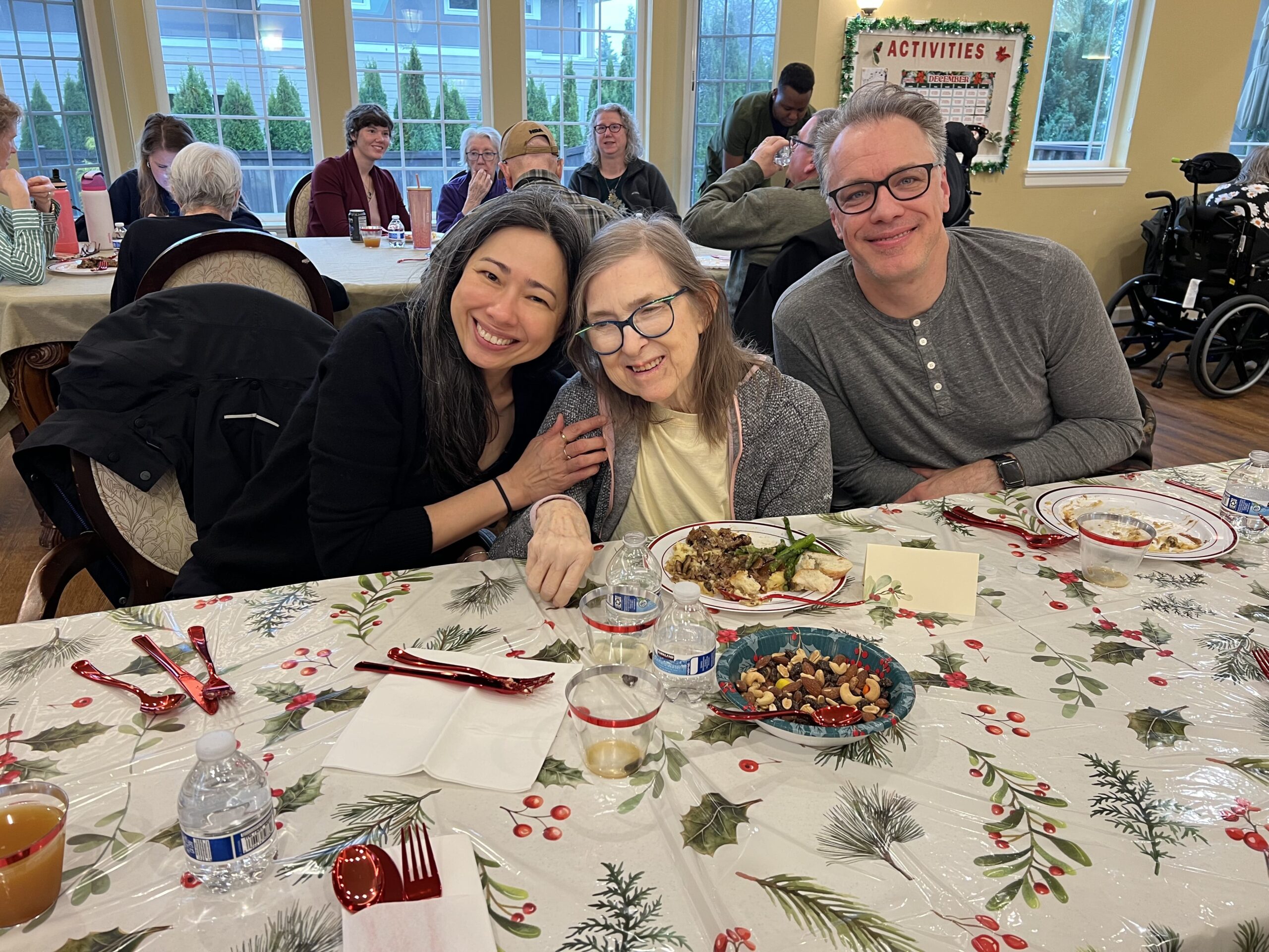 Longhouse resident sharing a meal with family
