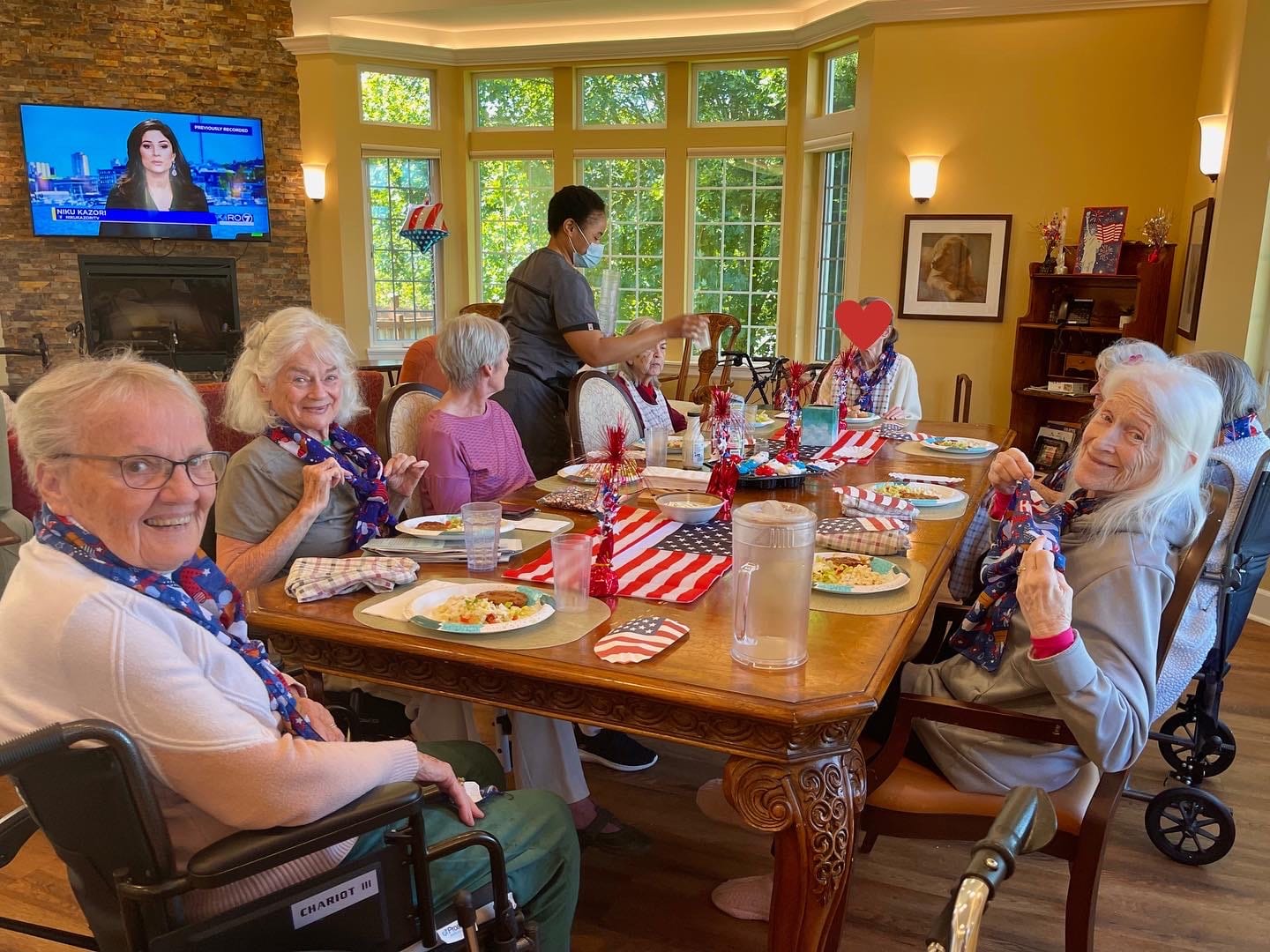 Longhouse residents sharing a meal together