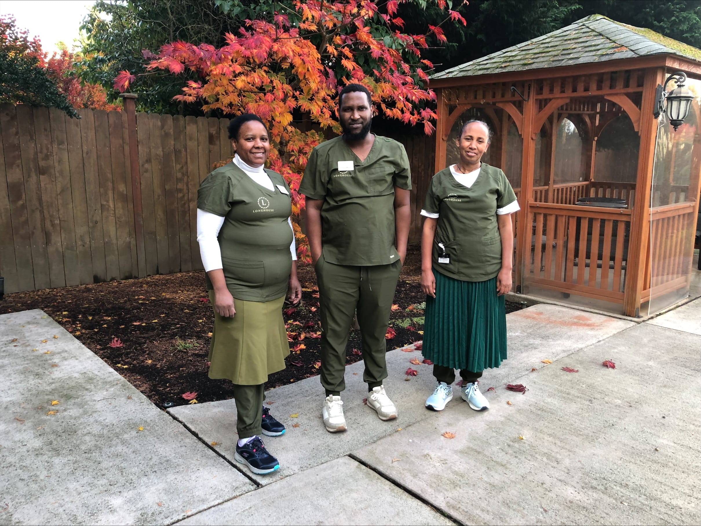 Longhouse caregivers in the garden